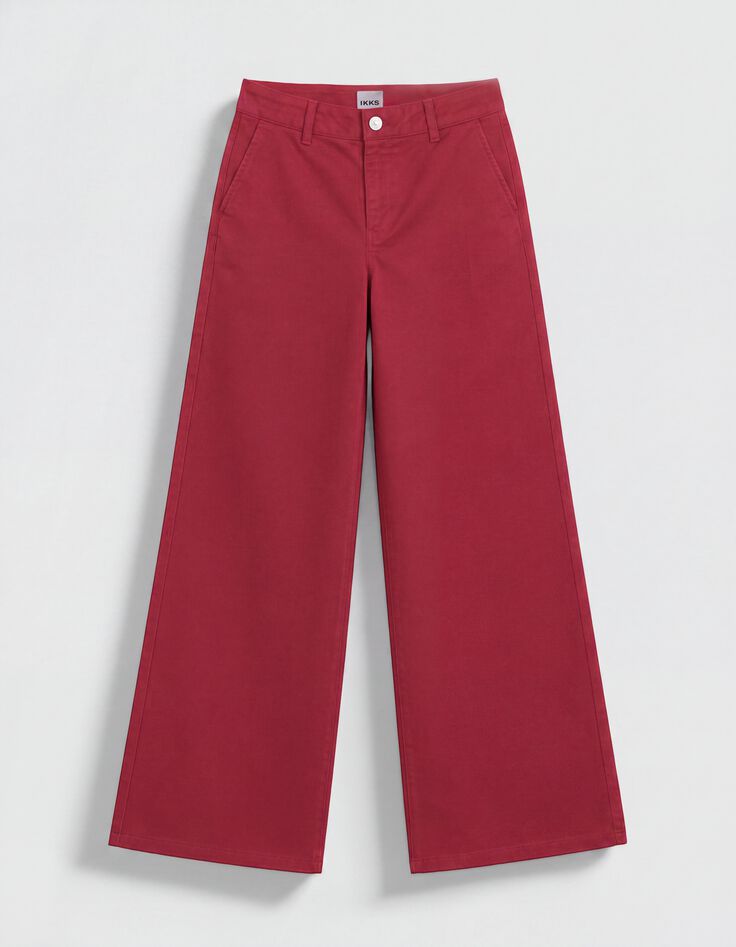 Chino large Rouge coton Femme-5