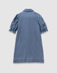 Blauwe denim jurk met borduurwerk voor meisjes-3