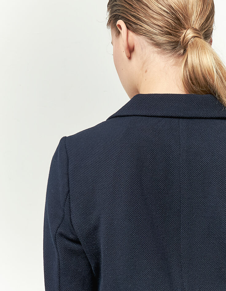 Marineblauer Damenblazer aus Baumwollpiqu&eacute;-6