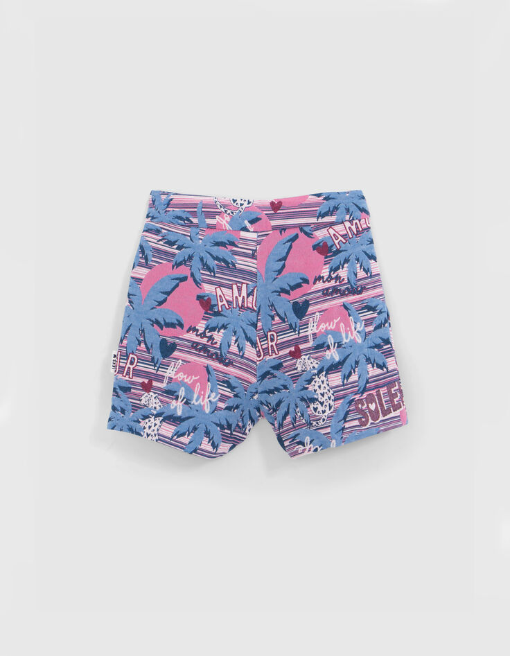 Short blanc jacquard palmiers-léopards fille-3