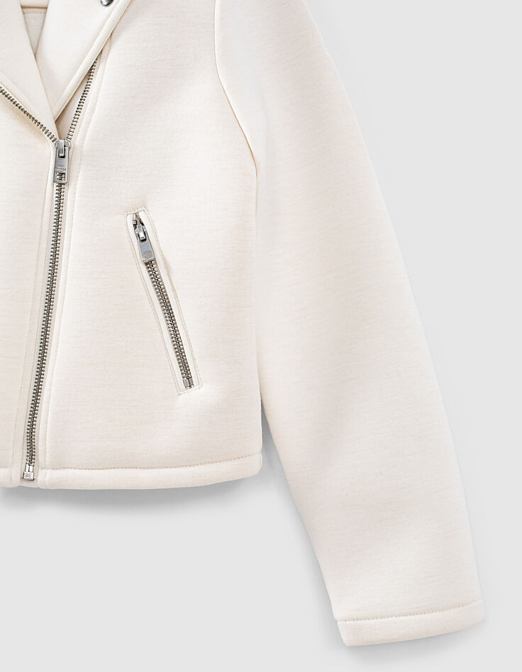 Chaqueta motera de neopreno blanco roto niña-4