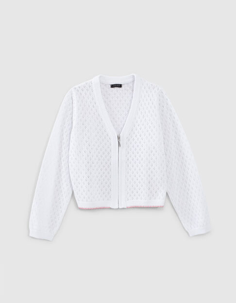 Ecru vest in ajourtricot met rits meisjes - IKKS
