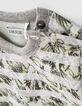 Sweat gris imprimé feuillage rayé blanc bébé garçon -2