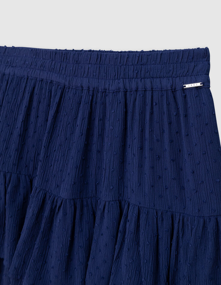 Falda azul volantes jacquard plumetis niña-3