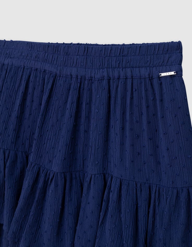 Falda azul volantes jacquard plumetis niña-3 Falda azul volantes jacquard plumetis niña-3
