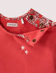 Sudadera rojo bimaterial estampado espalda bebé niña-6