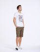 Men’s white Don't worry Be Hippy car graphic T-shirt-7