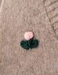 Ecru gebreide trui bloemenborduursels I.Code-3