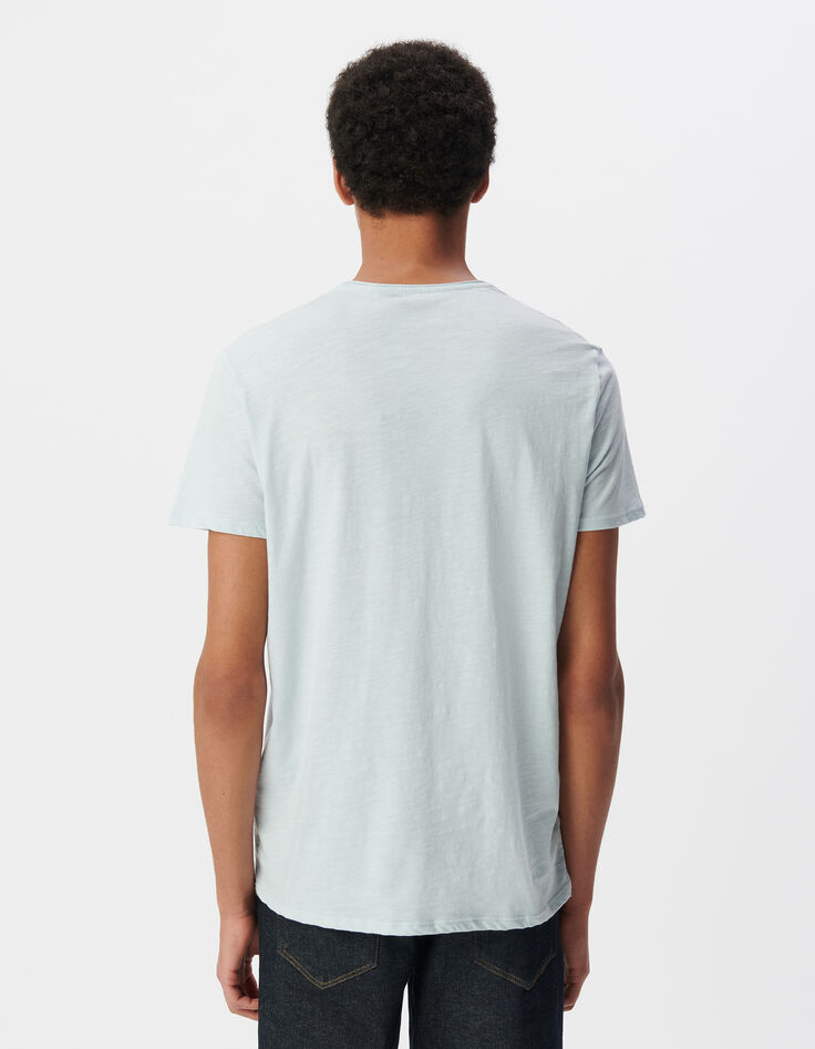 Hemelsblauw T-shirt L'Essentiel biokatoen V-hals Heren-2