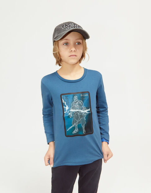 Boys’ dark blue lenticular image organic T-shirt