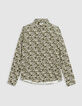 Men’s khaki SLIM shirt with floral skull print-5