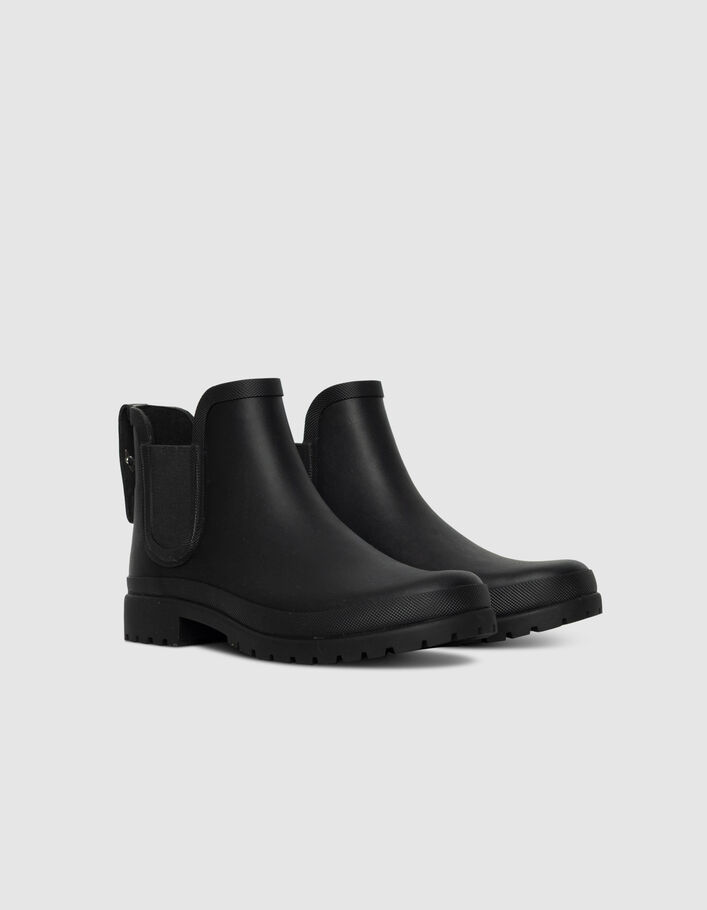 Chelsea boots de pluie noirs semelles crantées Femme IKKS