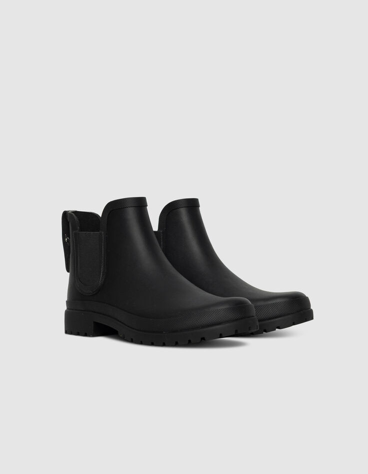 Schwarze Chelsea-Damengummistiefel Profilsohle-4