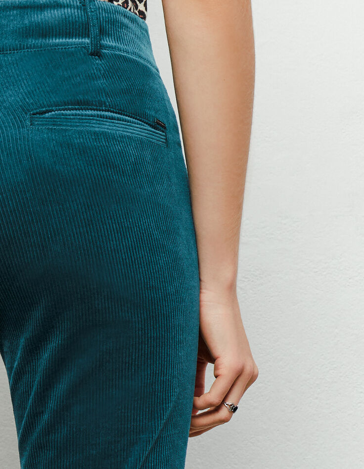 Pantal&oacute;n flare pana azul pizarra mujer-5