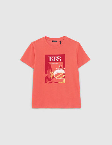 Boys’ red T-shirt with vintage car image - IKKS