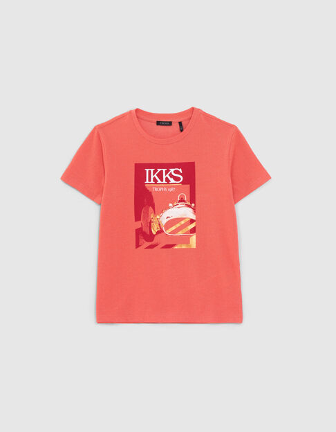 Rood T-shirt visual vintage auto jongens - IKKS