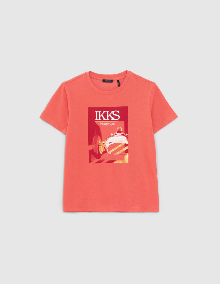 Boys’ red T-shirt with vintage car image-1