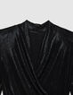Women’s black lamé wrapover T-shirt-2