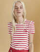 Women’s sailor stripe-style cotton T-shirt, chest badges-2