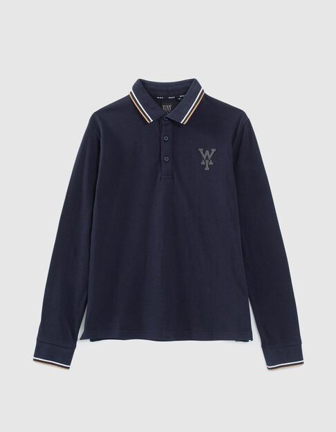Polo marine à bords-côtes rayés garçon - IKKS