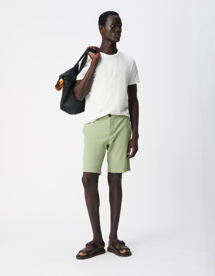 Men's green slim-fit chino shorts-1