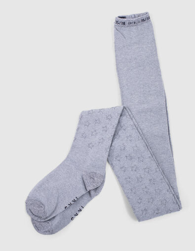 Girls’ grey marl knit tights with star motifs - IKKS