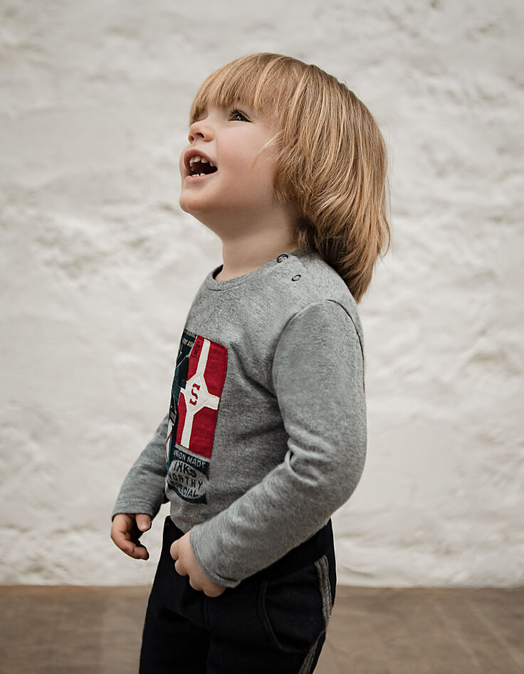 Donkergrijs T-shirt met vlaggen babyjongens -4