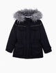 Parka 3 en 1 noire avec doudoune imprimé léopard fille-1