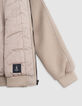 Chaqueta beige de dos capas con capucha para niño-5