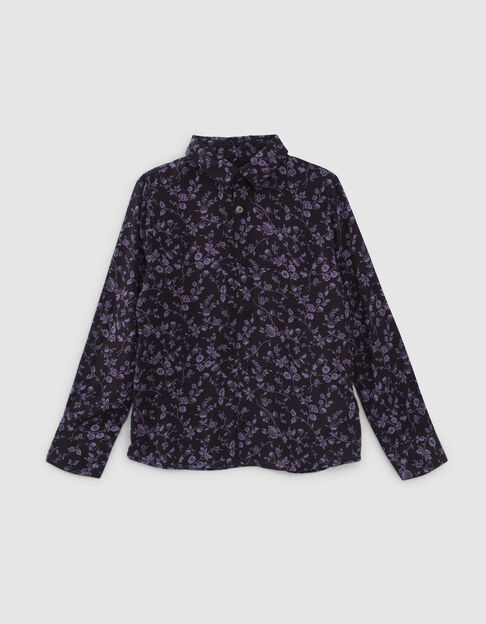 Camisa violeta y negra LENZING™ ECOVERO™ flores niño - IKKS