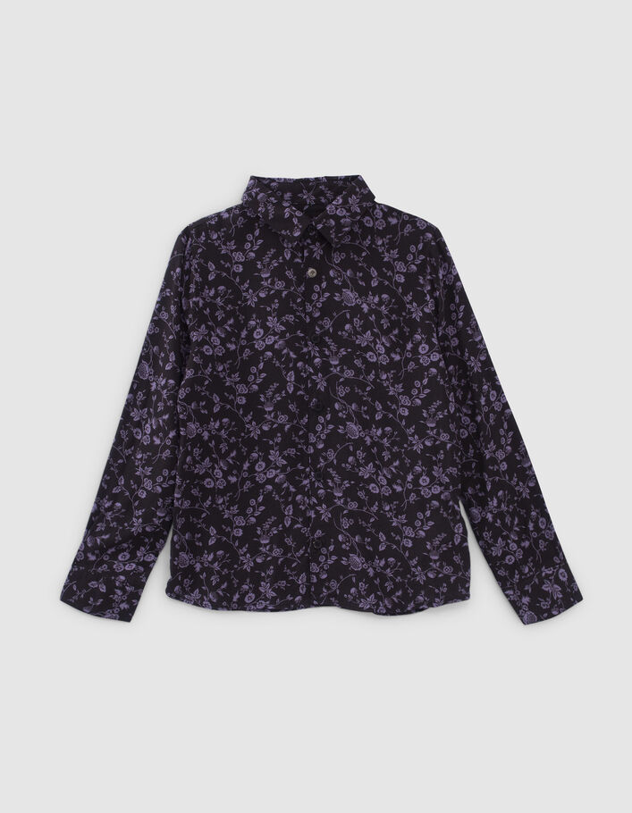 Chemise violet et noir LENZING™ ECOVERO™ fleurs garçon-4