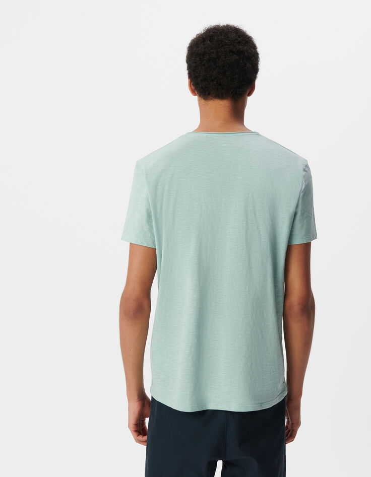 Men’s grey blue organic cotton Essential V-neck T-shirt-3