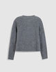 Cardigan gris tricot mousseux 100% laine Femme-7