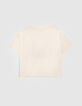 Cremewei&szlig;es M&auml;dchen-T-Shirt mit M&auml;dchen- und Kaugummimotiv-2