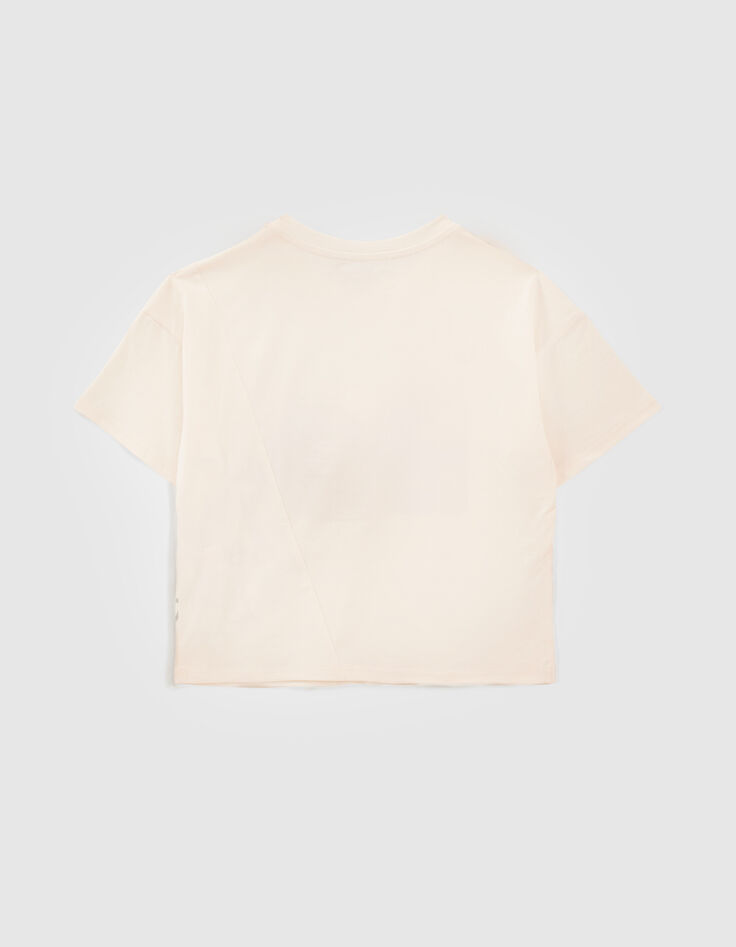 Cremewei&szlig;es M&auml;dchen-T-Shirt mit M&auml;dchen- und Kaugummimotiv-2