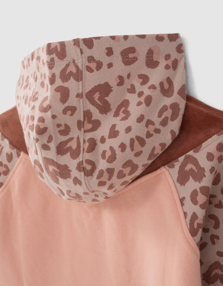 Girls’ pink leopard motif sweatshirt dress-5