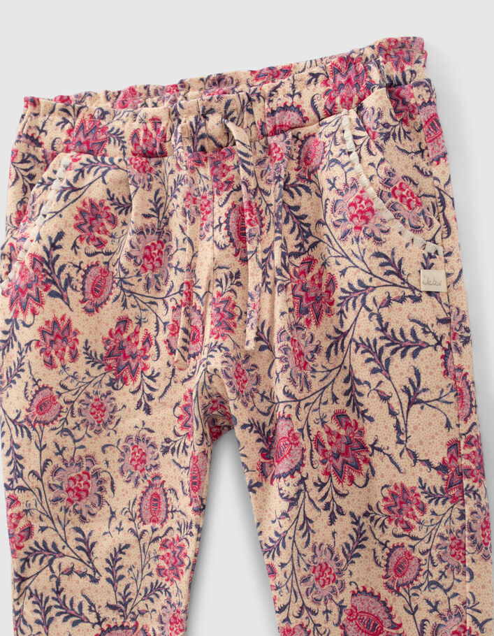 Baby girls’ pink floral paisley print trousers - IKKS