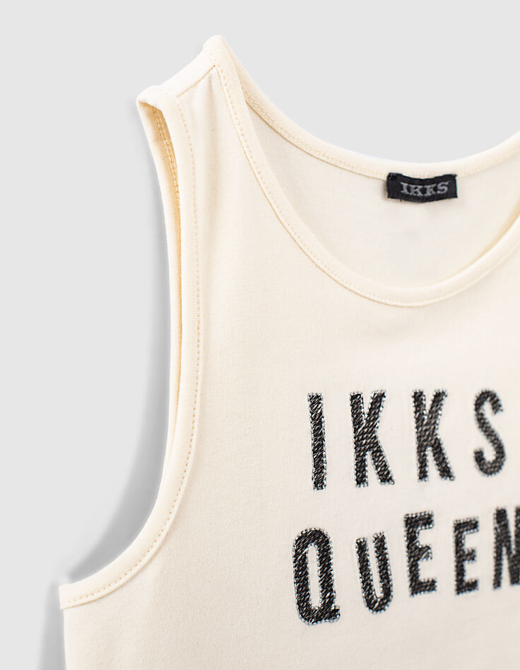Tutu-jurk ecru en zwart twee materialen borduursel tekst-6
