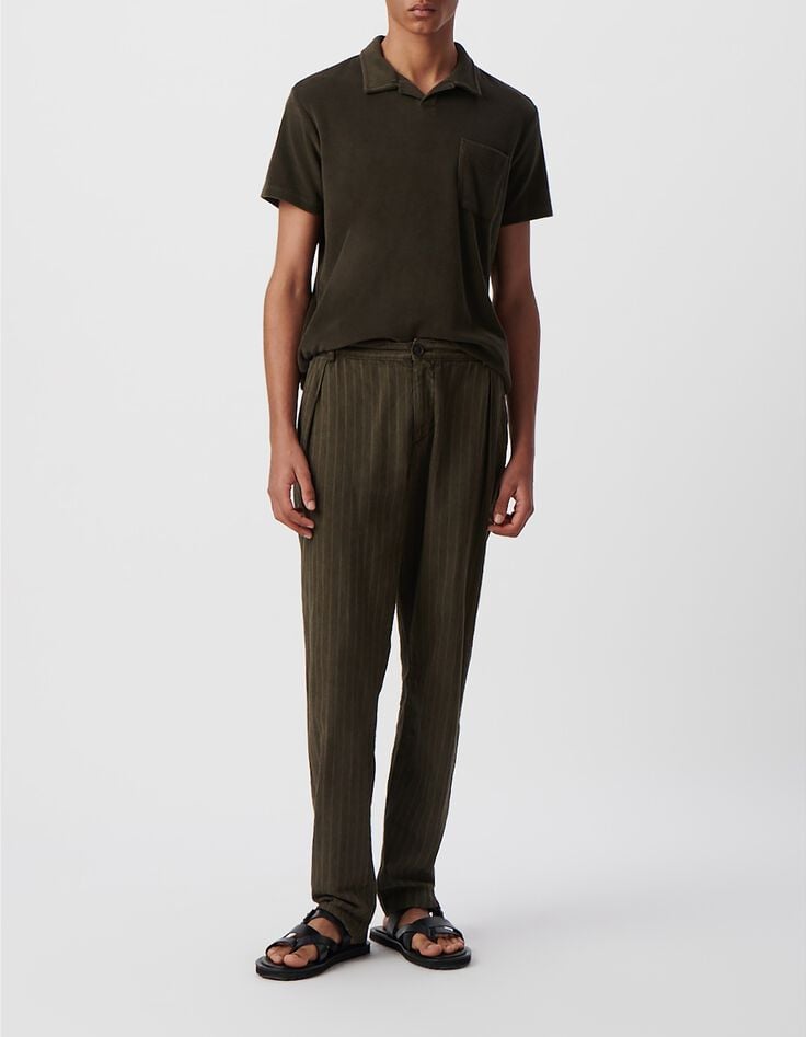 Herrenchinohose, khaki, Streifenmotiv-1