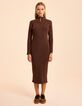 Robe tube marron tricot c&ocirc;tel&eacute; I.Code-3