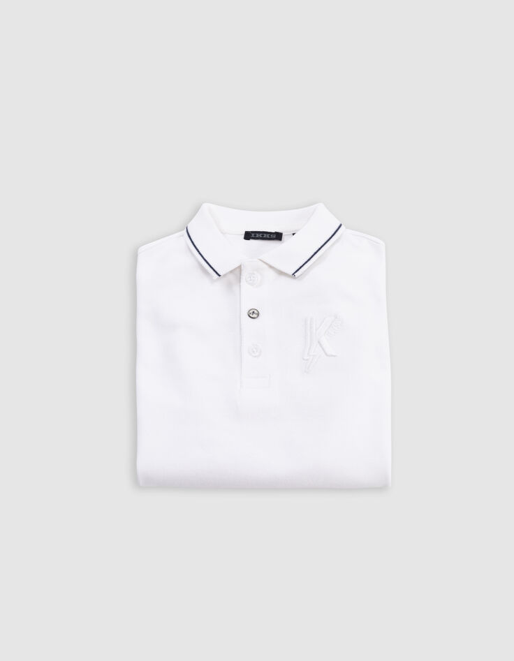 White polo shirt with K-lightning embroidery for boys-6