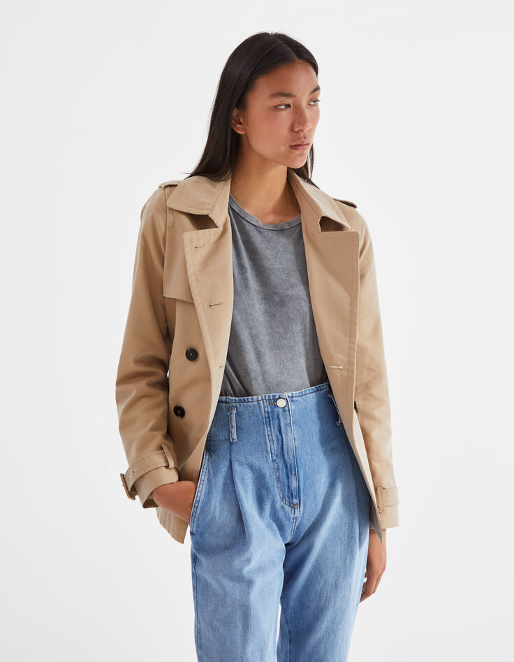 Trench doble pechera denim mujer-4