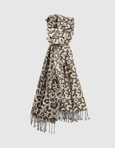 Fular grueso jacquard leopardo caqui mujer - IKKS