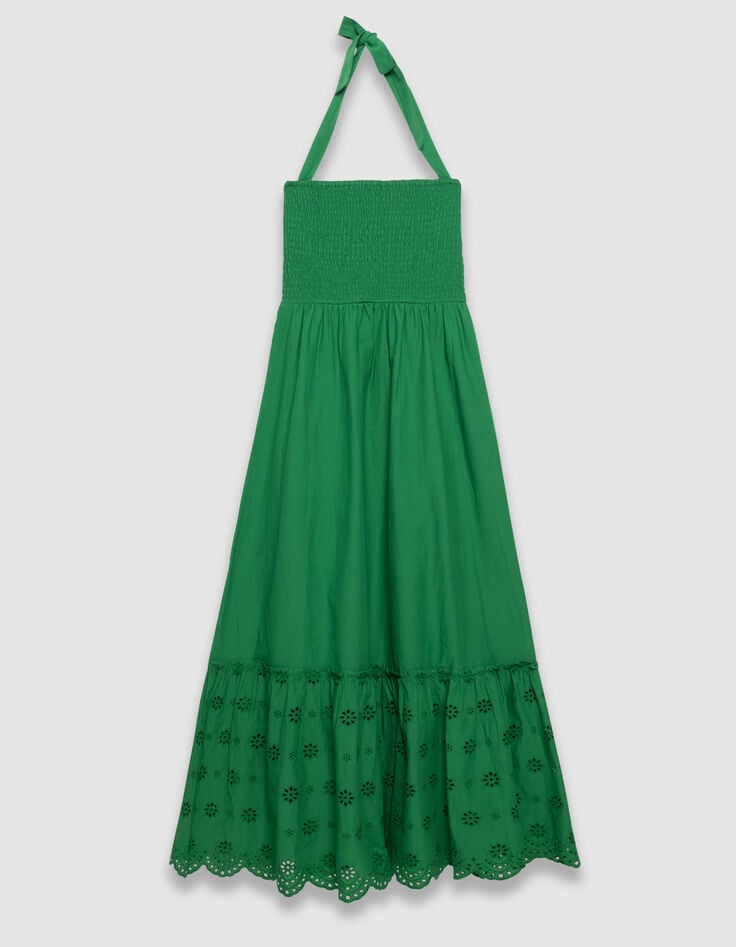 Mujer vestido sin tirantes con espalda fruncida-6