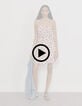 Women’s pink voile strappy dress with mouth print-5 Women’s pink voile strappy dress with mouth print-5