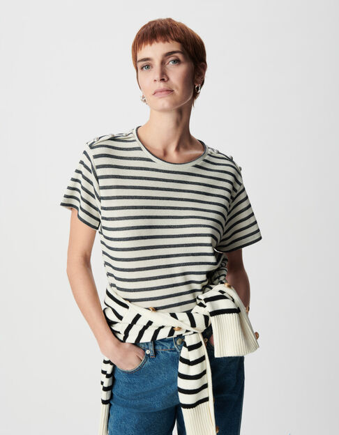 T-shirt met pailletten van matrozen voor Dames met schouderknopen - IKKS