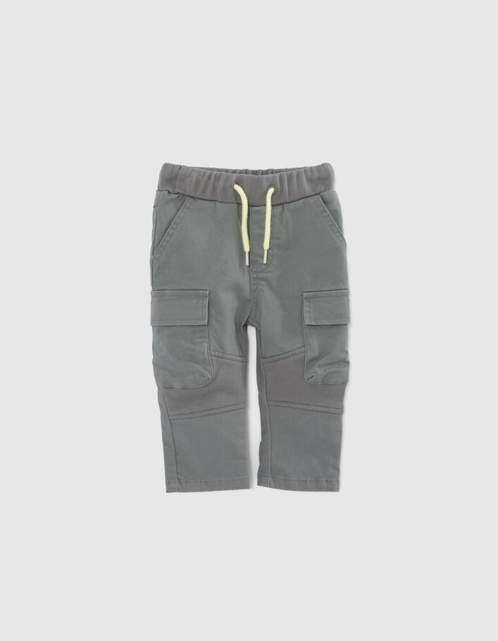 Baby boys’ khaki mixed fabric CARGO trousers - IKKS
