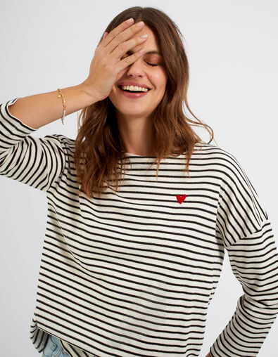 I.Code sailor T-shirt with stripes and embroidered heart - IKKS