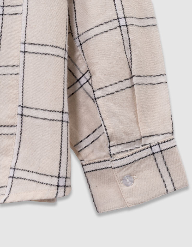 Girls’ ecru and black check shirt-7