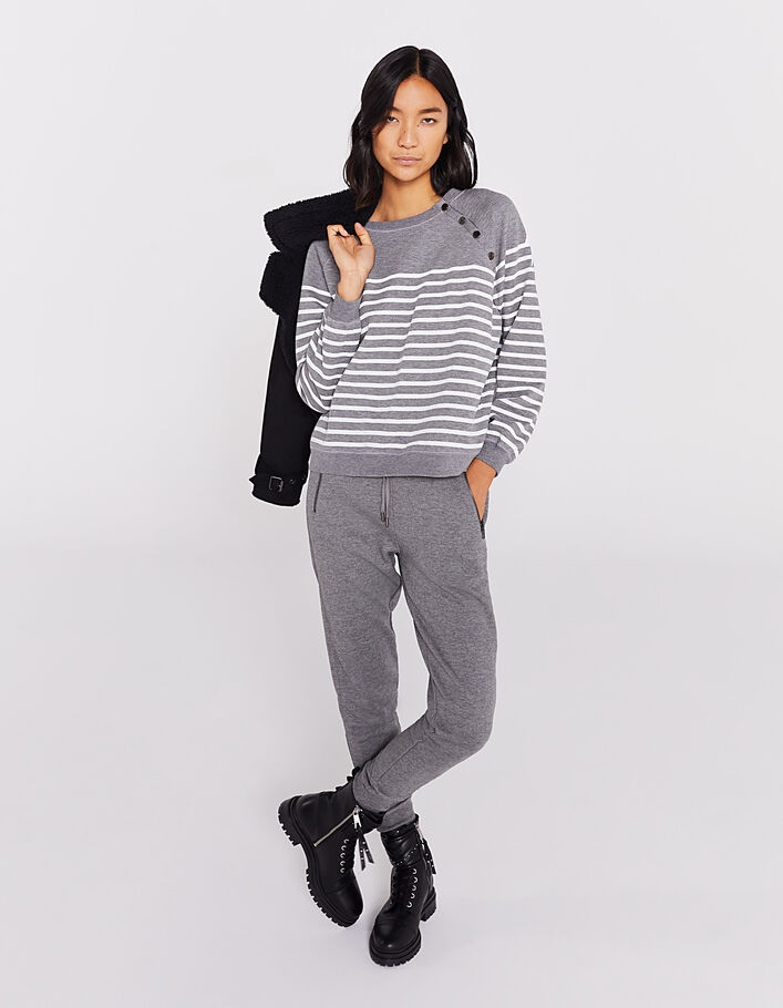 Sudadera holgada manga larga marinera gris oscuro mujer-5